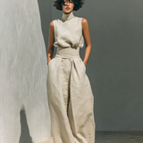 Aida - Conjunto de Blusa Sin Mangas y Pantalones de Pierna Ancha en Algodón y Lino Minimalista para Mujer