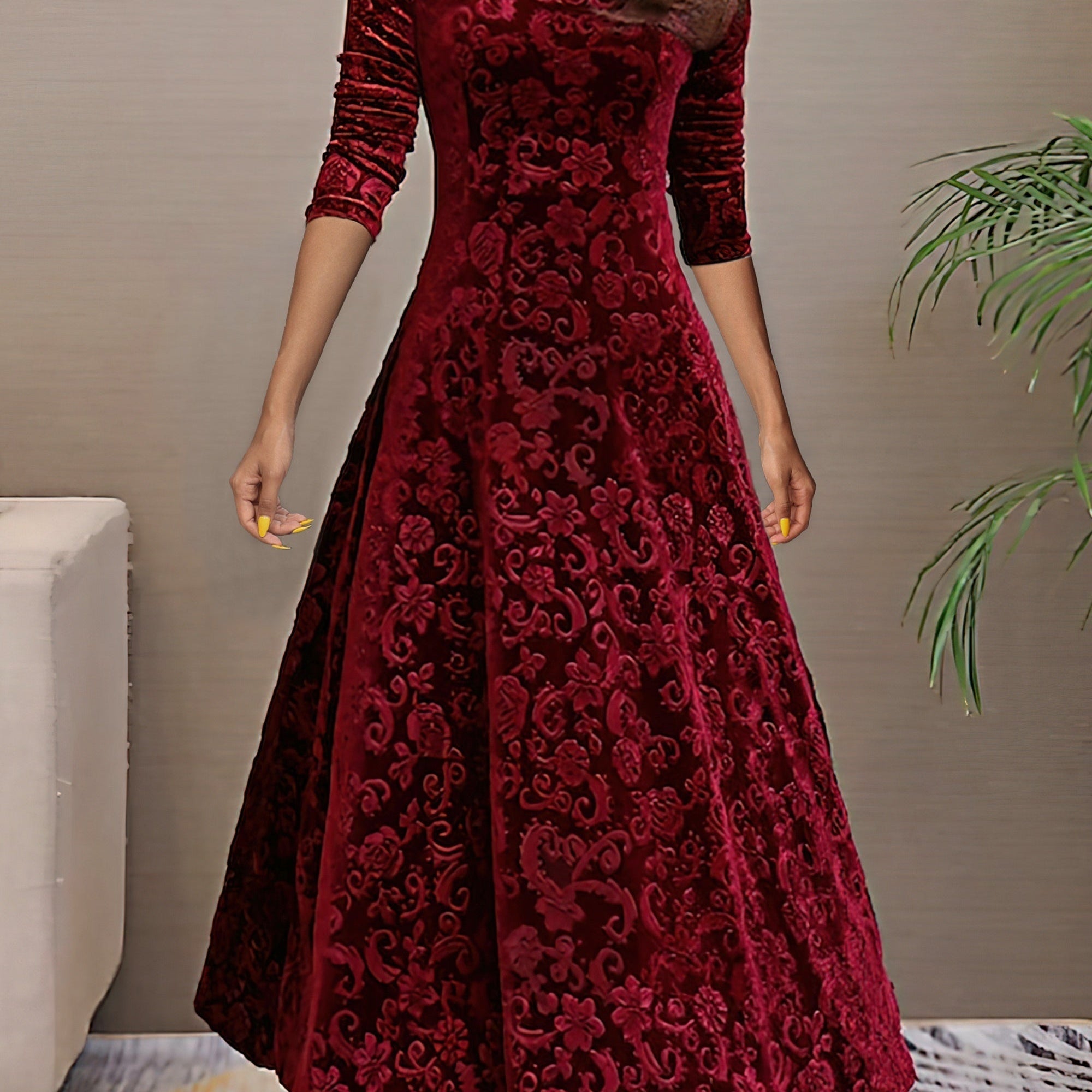 Denise | Elegante vestido de fiesta de terciopelo con escote en V