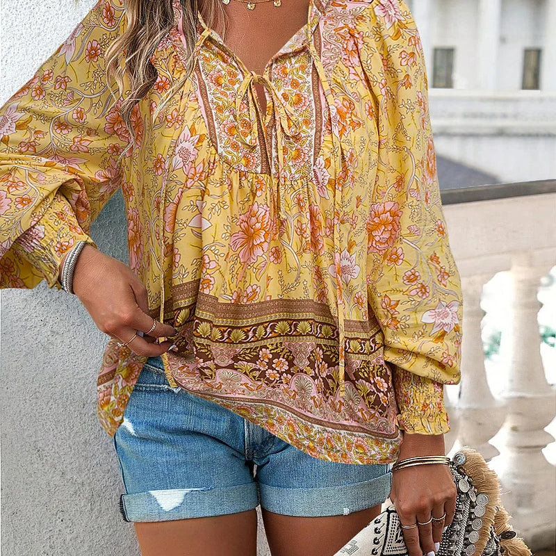 Sarah - Top floral bohemio fluido