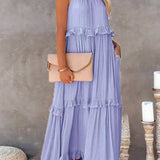 Sarah | Vestido largo con volantes y cuello halter (Casi agotado)