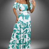 Lilli | Vestido largo floral con hombros descubiertos