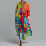 Cheryl - Vestido colorido con escote en pico