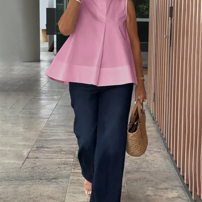 Sana – Blusa lisa sin mangas de estilo minimalista y chic