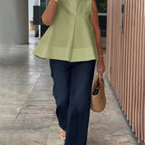 Sana – Blusa lisa sin mangas de estilo minimalista y chic