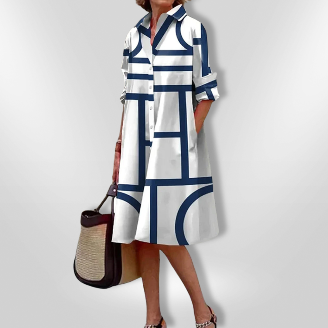 Helena | Vestido midi con estampado geométrico