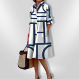 Helena | Vestido midi con estampado geométrico