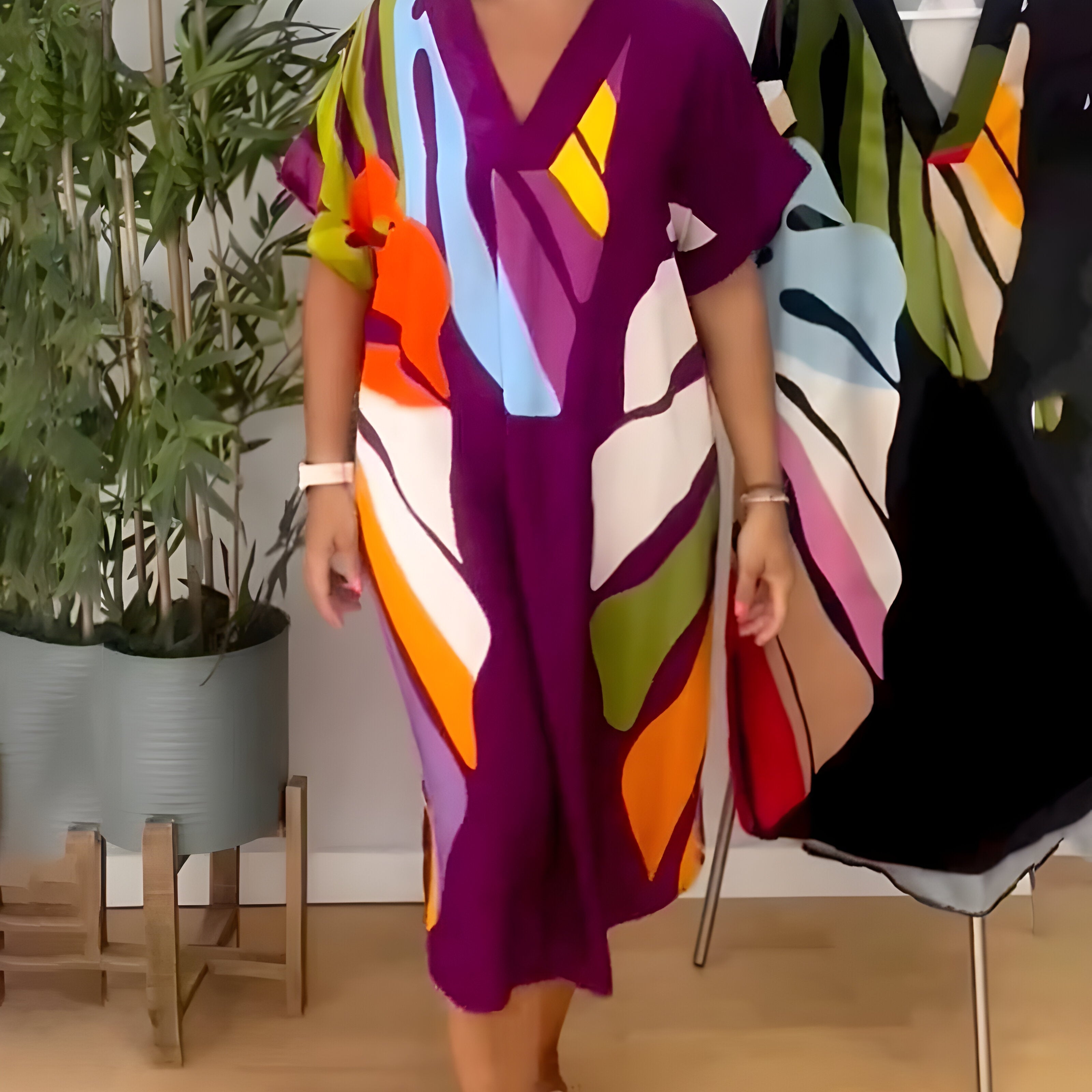 Roos™ | Vestido informal con estampado de hojas de colores