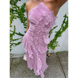Renata™ | Vestido Largo para bodas y fiestas con Detalles de Volantes