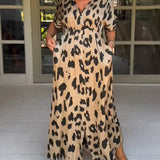 Vestido largo con estampado de leopardo