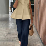 Sana – Blusa lisa sin mangas de estilo minimalista y chic