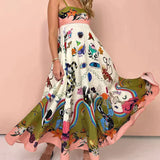 Vestido lencero estampado con una elegante pintura de posicionamiento