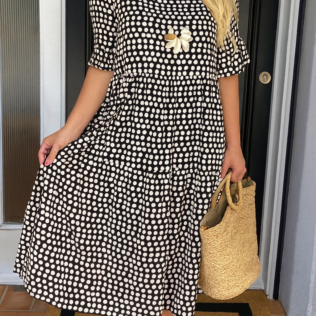 Zerelle | Vestido Midi de Manga Corta para Mujer