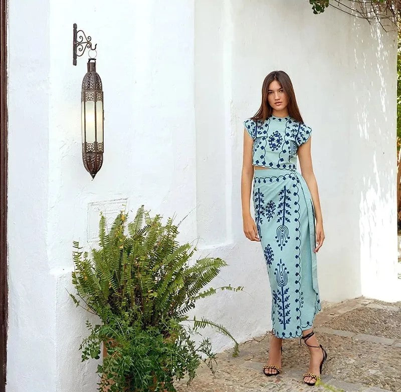 Camilla - Conjunto estampado Top y Falda