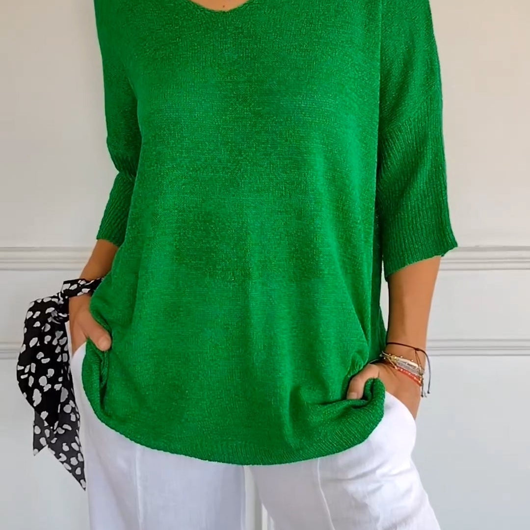 Anna - Top de malla con cuello en V