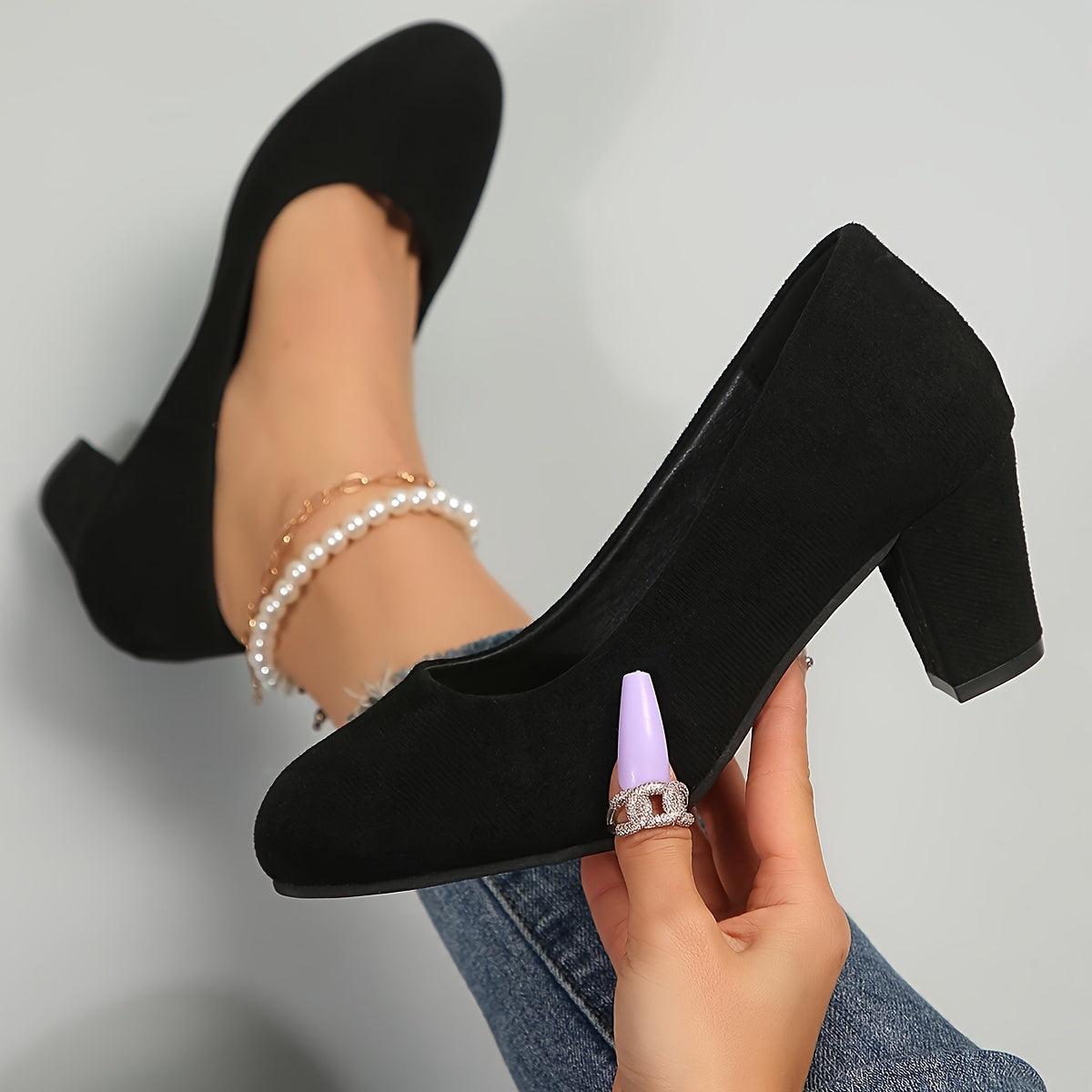 Laure™ – Zapatos de punta ancha con tacón estable para una comodidad sin dolor