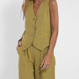 Ella | Conjunto de chaleco y pantalón ancho (Casi agotado)