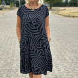 Nelia - Vestido de verano con cuello redondo y un bonito estampado para Mujer
