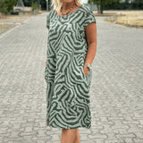 Nelia - Vestido de verano con cuello redondo y un bonito estampado para Mujer