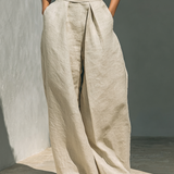 Aida - Conjunto de Blusa Sin Mangas y Pantalones de Pierna Ancha en Algodón y Lino Minimalista para Mujer