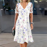 Edith | Vestido Midi Floral con Mangas de Encaje para Mujer