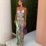 Tove - Vestido largo colorido con efecto tie-dye con lazo extraíble