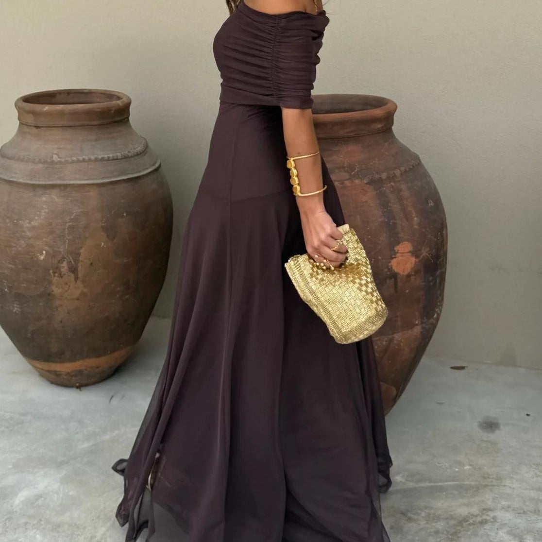 Claudia™ | Vestido Largo off-Shoulder para bodas y ocasiones especiales