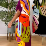 Roos™ | Vestido informal con estampado de hojas de colores