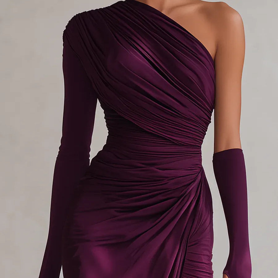 Rosalia™ - Elegante vestido maxi morado de un solo hombro