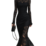 Veronika | Vestido Maxi de Encaje Negro