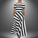 Malene | Vestido largo de rayas con corte A