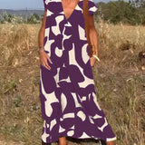 Stéphanie™ | Vestido estampado elegante y fluido con cuello en V