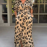 Vestido largo con estampado de leopardo