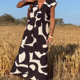 Stéphanie™ | Vestido estampado elegante y fluido con cuello en V