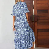 Felicia™ Vestido largo de tejido suelto con estampado de flores