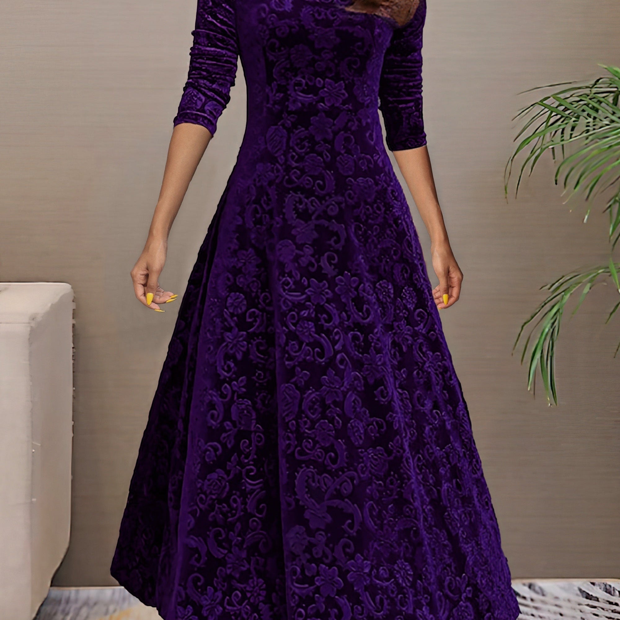 Denise | Elegante vestido de fiesta de terciopelo con escote en V