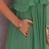 Sarah | Vestido largo con volantes y cuello halter (Casi agotado)