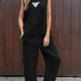 Mayte™ Conjunto casual elegante de dos piezas con chaleco y pantalones sin mangas