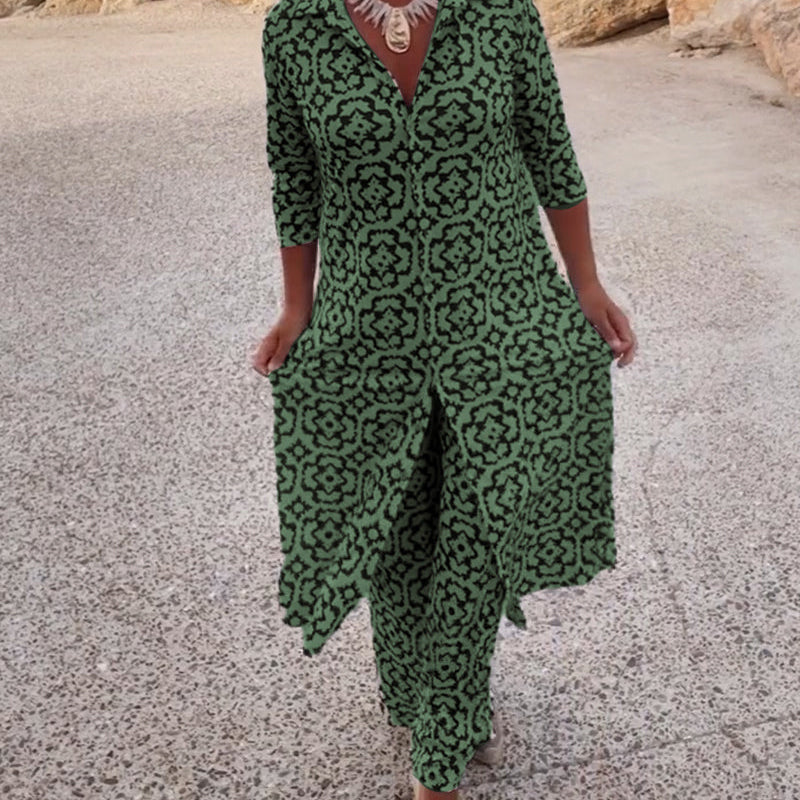 Amalia™ | Conjunto de botones de solapa de dos piezas con estampado vintage
