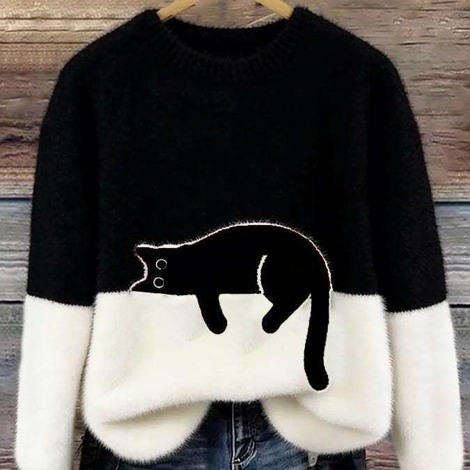 Luna | Suéter Femenina con Gráfico de Gato
