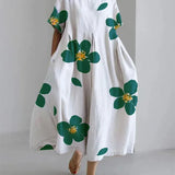 Norie - Vestido de cuello redondo con flores primaverales