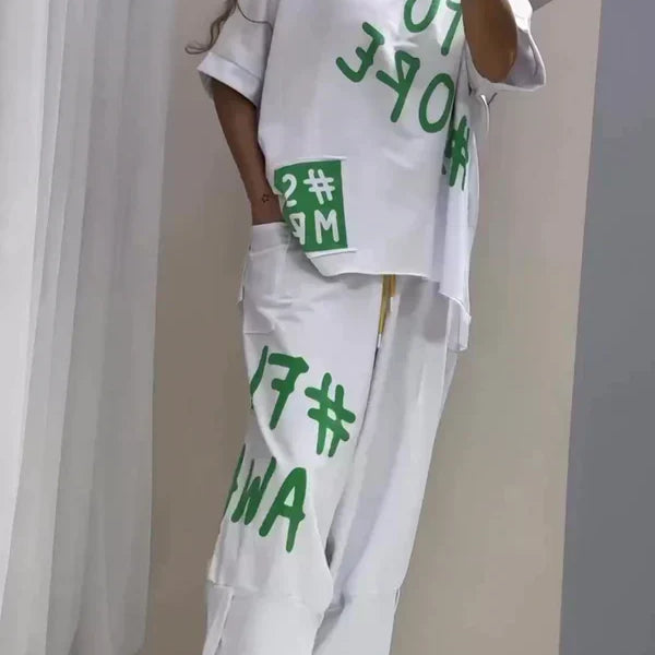 Desa™ Conjunto casual de dos piezas de cuello redondo con estampado