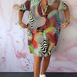 Ria™ | Vestido colorido con cuello en V