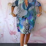 Ria™ | Vestido colorido con cuello en V