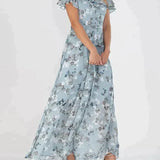 Marit | Elegante vestido largo con cuello en V y estampado floral