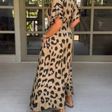 Vestido largo con estampado de leopardo