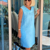 Perla – Vestido tubo sin mangas con cuello redondo
