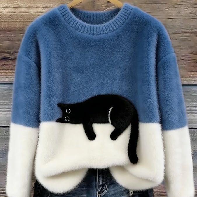 Luna | Suéter Femenina con Gráfico de Gato