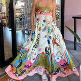 Vestido lencero estampado con una elegante pintura de posicionamiento