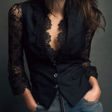 Claudia · Blazer de Mujer Negro con Encaje