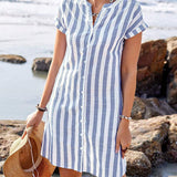 Martine™ | Elegante vestido camisero a rayas